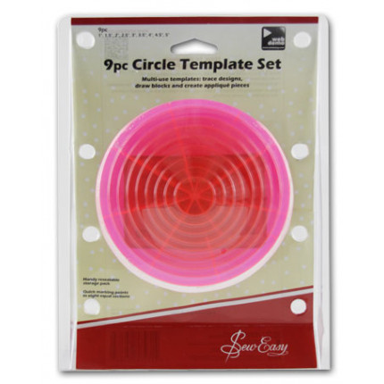 Лекало прозрачное для квилтинга "Круги",набор из 9 шт, пластик, цвет розовый (арт. ERGG06.PNK)