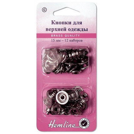 Кнопки для одежды Hemline 405R.N серебро, металл 15 мм, 12 шт. (арт. Кнопки для одежды "Hemline" 405R.N серебро, металл 15 мм, 12 шт.)