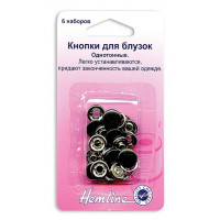 Hemline Кнопки "Hemline" 440.BK  6 штук, черные,11 мм Кнопки "Hemline" 440.BK  6 штук, черные,11 мм 