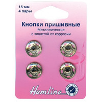 Hemline Кнопки пришивные, 4 шт.   15 мм Кнопки пришивные, 4 шт.   15 мм 