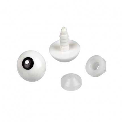 Глаза пластиковые с фиксатором d 18 мм CKB-18F белые с поворотом зрачка и бликом 2 шт. (1 пара) (арт. CKB-18F)