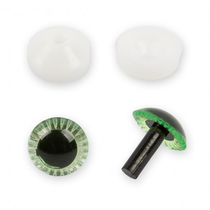 Глаза пластиковые с фиксатором PGSL-11F  d 11 мм 2 шт. (1 пара) зеленый (арт. PGSL-11F)