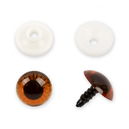 Глаза пластиковые с фиксатором PGSL-20F   d 20 мм   коричневый (упаковка 10 шт) (арт. PGSL-20F)