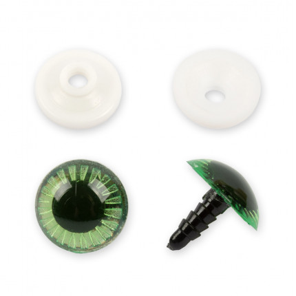 Глаза пластиковые с фиксатором PGSL-20F  d 20 мм зеленый (упаковка 10 шт) (арт. PGSL-20F)