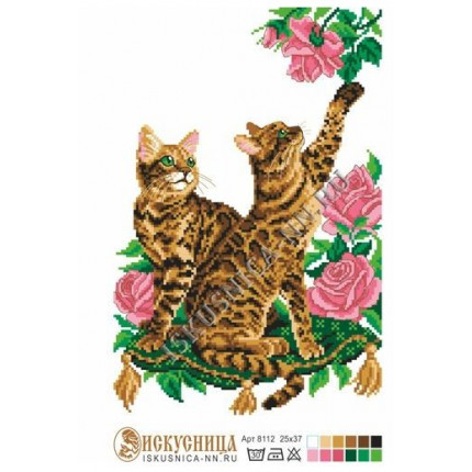 Схема для вышивания 8112 Бенгальские кошки и розы