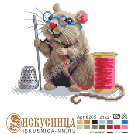 Схема для вышивания 8205 Мышка рукодельница