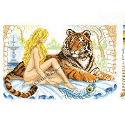 Набор для вышивания м8187 Девушка с тигром