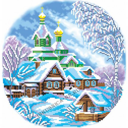 Рисунок на канве с мулине «Искусница» 8240  Зимний пейзаж 30*30 (Рисунок с мулине) (арт. м8240_ISK)