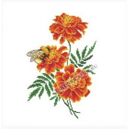 Набор для вышивания «Искусница» 5020 Шмель и бархатцы 76*116 кл. (арт. Набор для вышивания «Искусница» 5020 Шмель и бархатцы 76*116 кл.)
