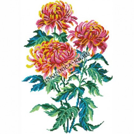 Набор для вышивания крестом «Искусница» 5001 Хризантемы (набор для вышивания крестом) (арт. Набор для вышивания крестом «Искусница» 5001 Хризантемы (набор для вышивания крестом))