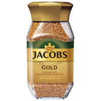 JACOBS 8051789 Кофе растворимый JACOBS "Gold", сублимированный, 190 г, стеклянная банка, 8051789 