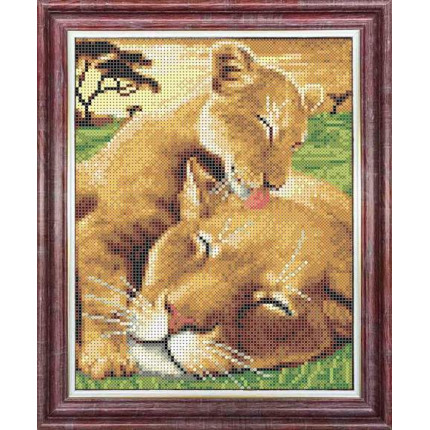 Рисунок-схема на ткани «Каролинка» КБЖ 4040 Мамы и их зверята. Заботливый львенок. (арт. КБЖ 4040)