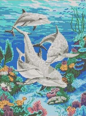 Схема для вышивания КК 004 Семья дельфинов