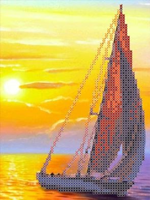 Рисунок-схема на ткани «Каролинка» КБП 5006 Парус на закате (арт. Рисунок-схема на ткани «Каролинка» КБП 5006 Парус на закате)