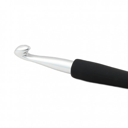 Крючок алюминиевый для вязания с эргономичной черной ручкой, серебристый цвет, 7,00мм, KnitPro 30888 (арт. 30888)