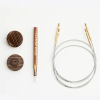 KnitPro 150 Набор из 2 вращающихся на 360° тросиков Lantern Moon125см(150см), 2 заглушки и каб. ключик, 350607 