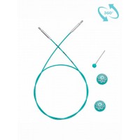 Knit Pro Mindful на 360 Набор Mindful: бирюзовый вращающийся (на 360°) тросик 56 см (80 см), 2 заглушки, кабельный ключик 