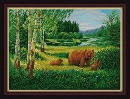 Схема для вышивания НИК 1233 Пейзаж с медведями