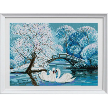 Рисунок на ткани «Конёк» 1401 Зимние лебеди  29х39  см (арт. 1401_НИК)