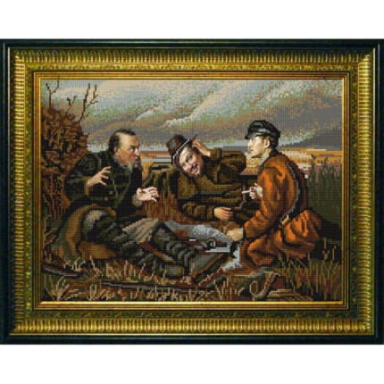 Рисунок на ткани «Конёк» 9774 Охотники на привале (В.Перов), 29х39 см (арт. 9774)