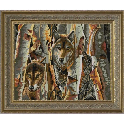 Рисунок на ткани «Конёк» 9822 Волки в лесу, 45х60 см (арт. Схема для вышивания бисером НИК 9822 Волки в лесу)