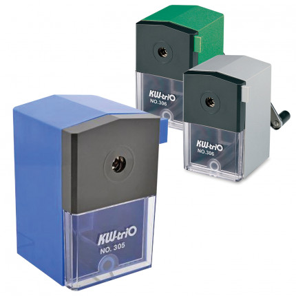 Точилка механическая KW-trio, металлический механизм, пластиковый корпус, ассорти (синяя, зеленая, серая), 305A, -305A (арт. -305A)