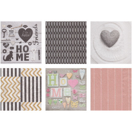 Салфетки бумажные «Love2Art» АССОРТИ 3-х слойные SDD 33х33 12 шт. №1216-11 Home (арт. SDD-1216-11)