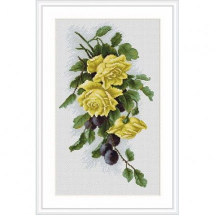 Набор для вышивания B2230 Желтые розы со сливами