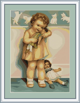 Набор для вышивания B370 Девочка с куклой