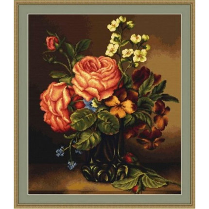 Набор для вышивания B491 Ваза с розами и цветами