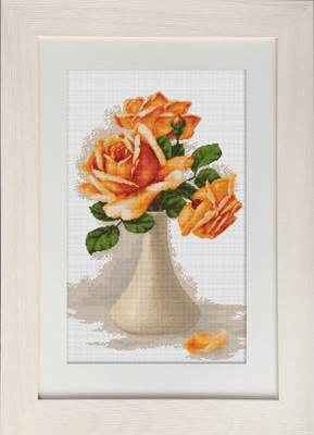 Набор для вышивания B505 Оранжевые розы в вазе