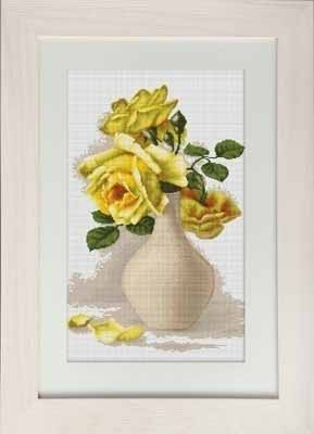 Набор для вышивания B508 Желтые розы в вазе