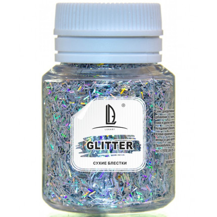 Декоративные Блестки LuxGlitter Голографическое серебро палочки (0,2*1,5 мм) 20 мл
