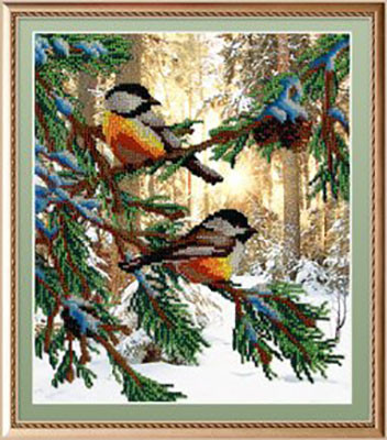 Набор для вышивания  Набор для вышивания "М.П.Студия" БГ №03 №233 "Птички в лесу" 28 х 23 см