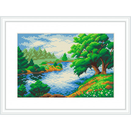 Схема для вышивания  Канва/ткань с рисунком "М.П.Студия" №1 21 см х 30 см СК-001 "Дерево у реки"