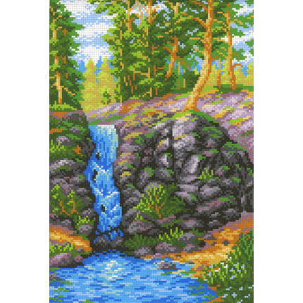 Схема для вышивания  Канва/ткань с рисунком "М.П.Студия" №2 30 см х 40 см СК-078 "Лесной водопад"