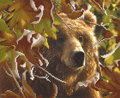 Схема для вышивания  Канва/ткань с рисунком "М.П.Студия" для вышивания бисером №2 35 см х 40 см Г-021 "Медведь в лесу"