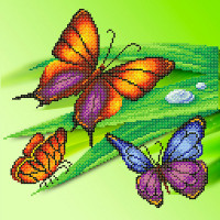 М.П.Студия  Канва/ткань с рисунком "М.П.Студия" для вышивания бисером №2 35 см х 40 см Г-140 "Трио бабочек" 