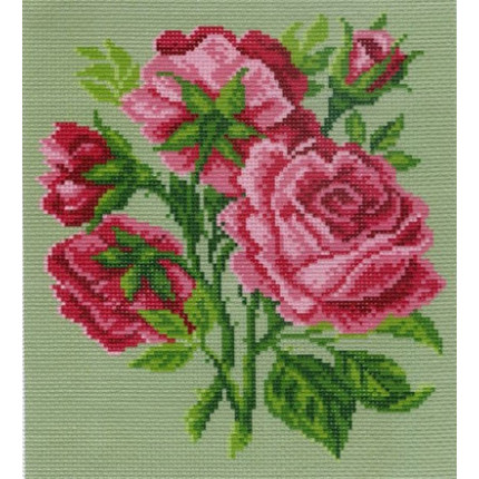 Схема для вышивания  Канва/ткань с рисунком "Матренин посад" №07 28 см х 37 см 0701-1 Г "Розовые цветы"
