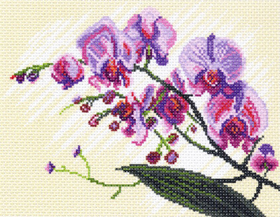 Схема для вышивания  Канва/ткань с рисунком "Матренин посад" №07 28 см х 37 см 1316-1 Г "Орхидеи, композиция"