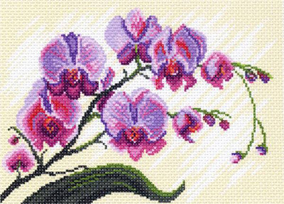 Схема для вышивания  Канва/ткань с рисунком "Матренин посад" №07 28 см х 37 см 1318-1 Г "Орхидеи, композиция"