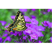 Матренин Посад  Канва/ткань с рисунком "Матренин посад" для вышивания бисером 28 см х 34 см 4000 "Бабочка на лиловых цветах" 