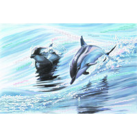 Матренин Посад  Канва/ткань с рисунком "Матренин посад" для вышивания бисером 28 см х 34 см 4040 "Дельфины" 
