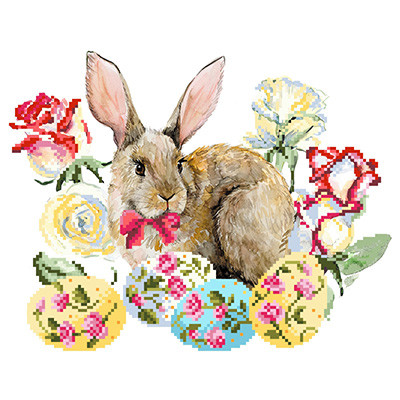 Схема для вышивания  Канва/ткань с рисунком "Матренин посад" для вышивания бисером 28 см х 34 см 4157 "Пасхальный кролик"