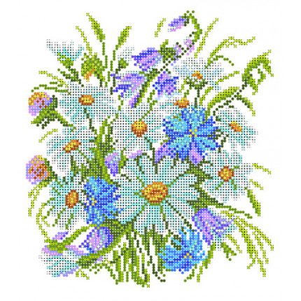 Схема для вышивания  Канва/ткань с рисунком "Матренин посад" для вышивания бисером 28 см х 34 см 4502 "Луговые цветы"