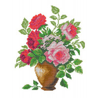 Матренин Посад  Канва/ткань с рисунком "Матренин посад" для вышивания бисером 28 см х 34 см 4514 "Розовый букет" 