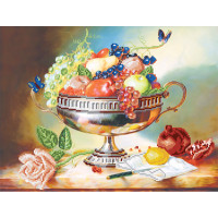Матренин Посад  Канва/ткань с рисунком "Матренин посад" для вышивания бисером 37 см х 49 см 4042 "Ваза с фруктами" 