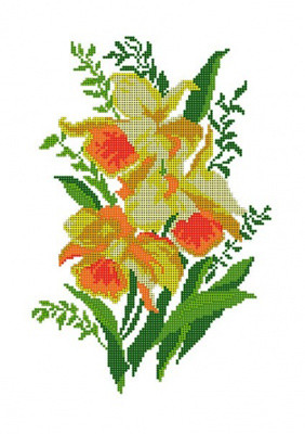 Схема для вышивания  Канва/ткань с рисунком "Матренин посад" для вышивания бисером 37 см х 49 см 4517 "Нарциссы"