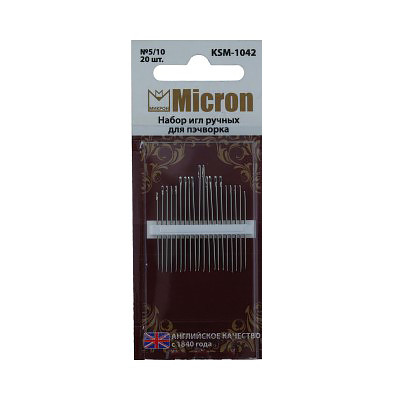Иглы для шитья ручные "Micron" KSM-1042 набор для пэчворка 20 шт. в блистере 5/10 (арт. KSM-1042)