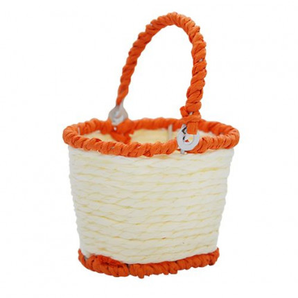 Мини-корзинка плетёная, цвет: белый/оранжевый (арт. 7712336)